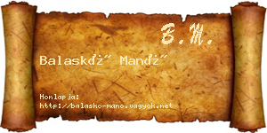 Balaskó Manó névjegykártya